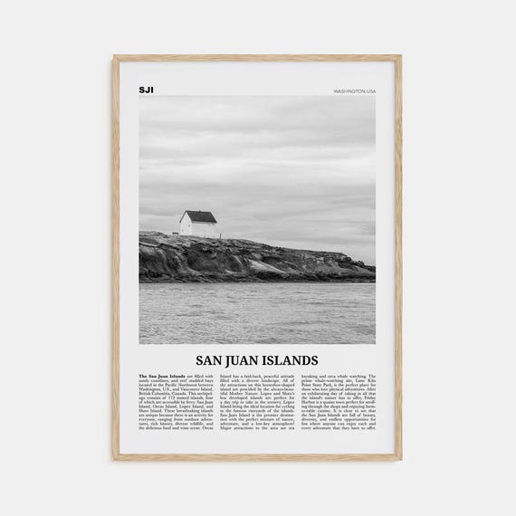 San Juan Islands Black And White Travel Poster