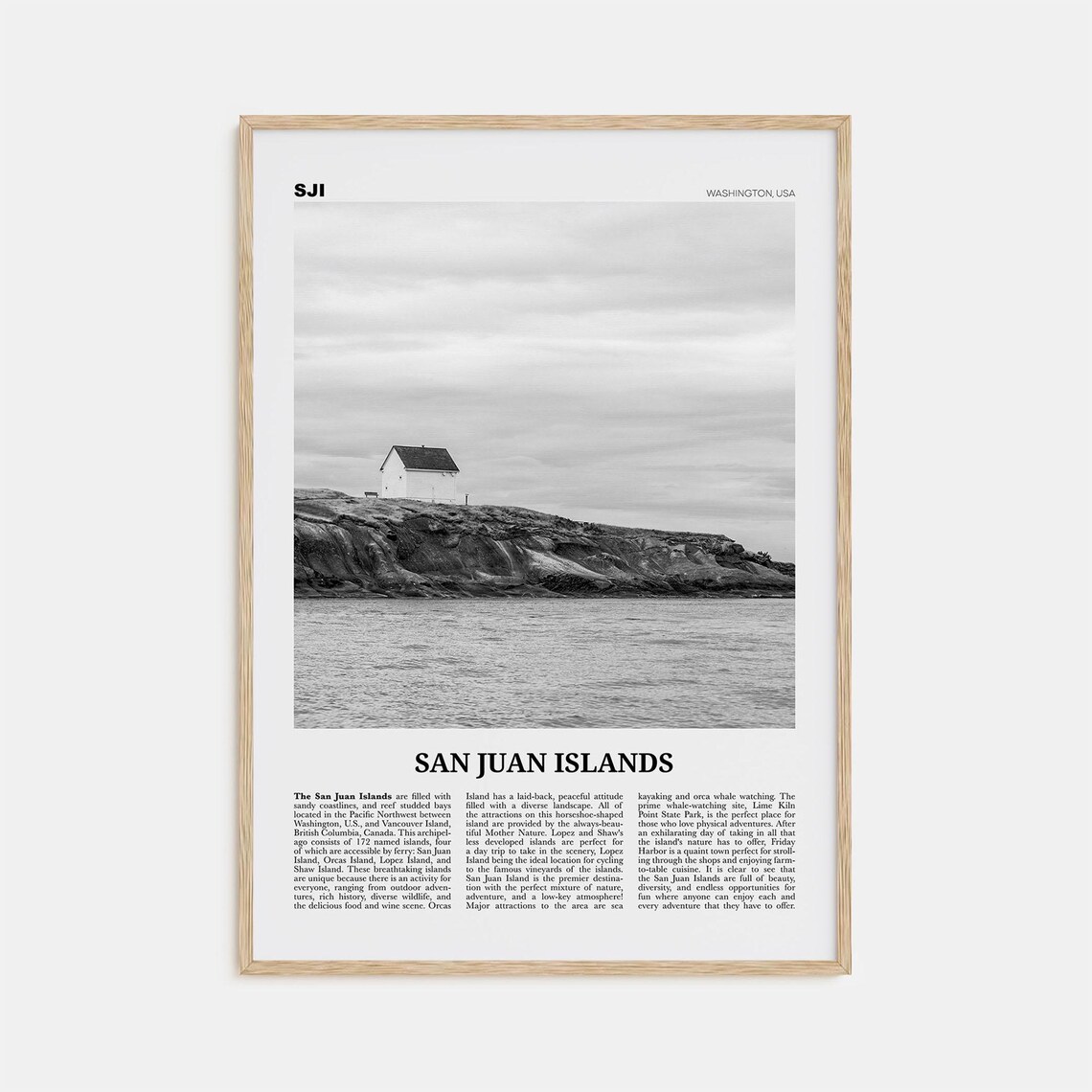San Juan Islands Black And White Travel Poster