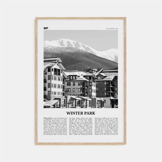 Winter Park Black and White Travel Poster, Colorado