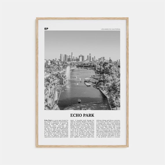 Echo Park Black and White Travel Poster, Los Angeles