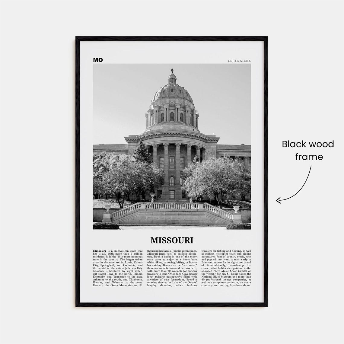Missouri Print Black And White No 3 Missouri Wall Art Missouri Poster Missouri Photo Missouri Wall Decor Usa United States - Image 3
