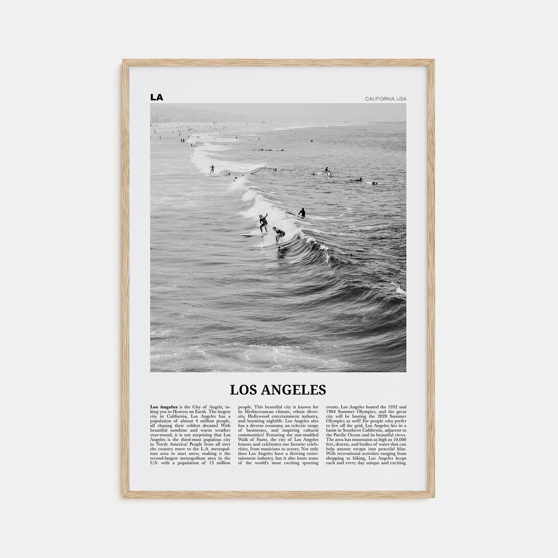 Los Angeles Black And White No 3 Travel Poster