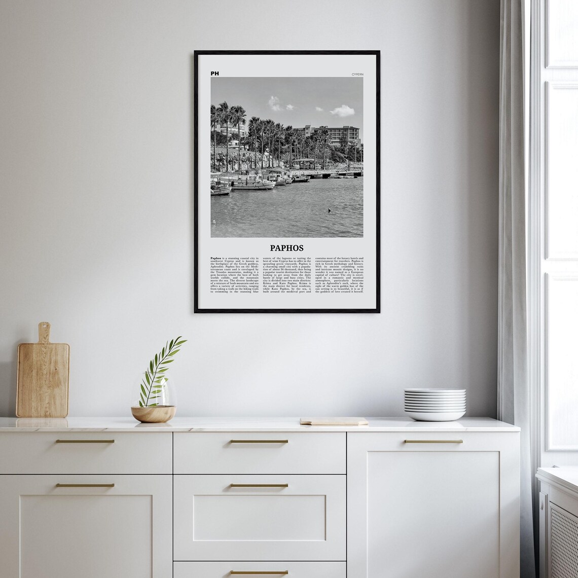 Paphos Black and White Travel Photo Poster, Cyprus - Image 2
