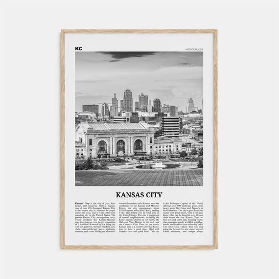 Kansas City Black and White Travel Poster, No 3