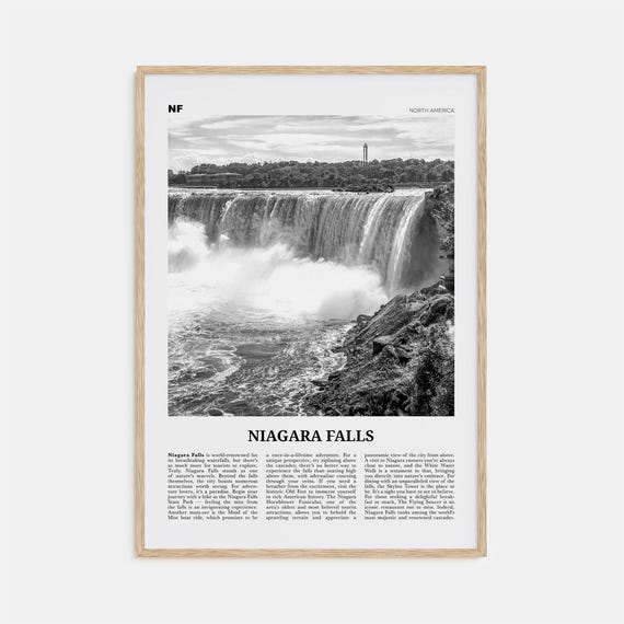 Niagara Falls Black and White North America Travel Poster