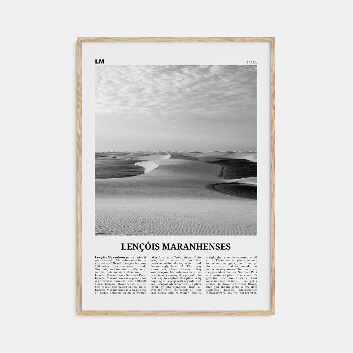 Lencois Maranhenses, Black And White Travel Poster