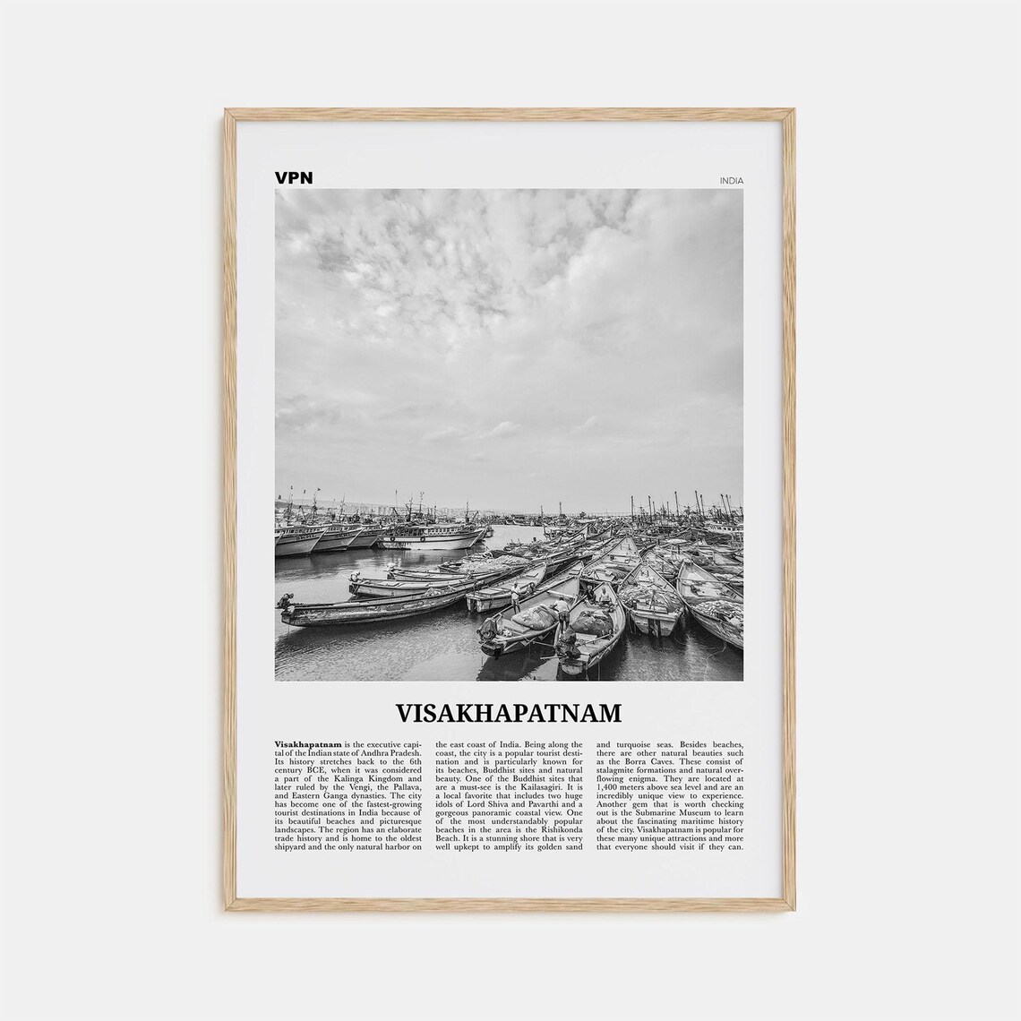 Visakhapatnam Black and White Travel Poster, India