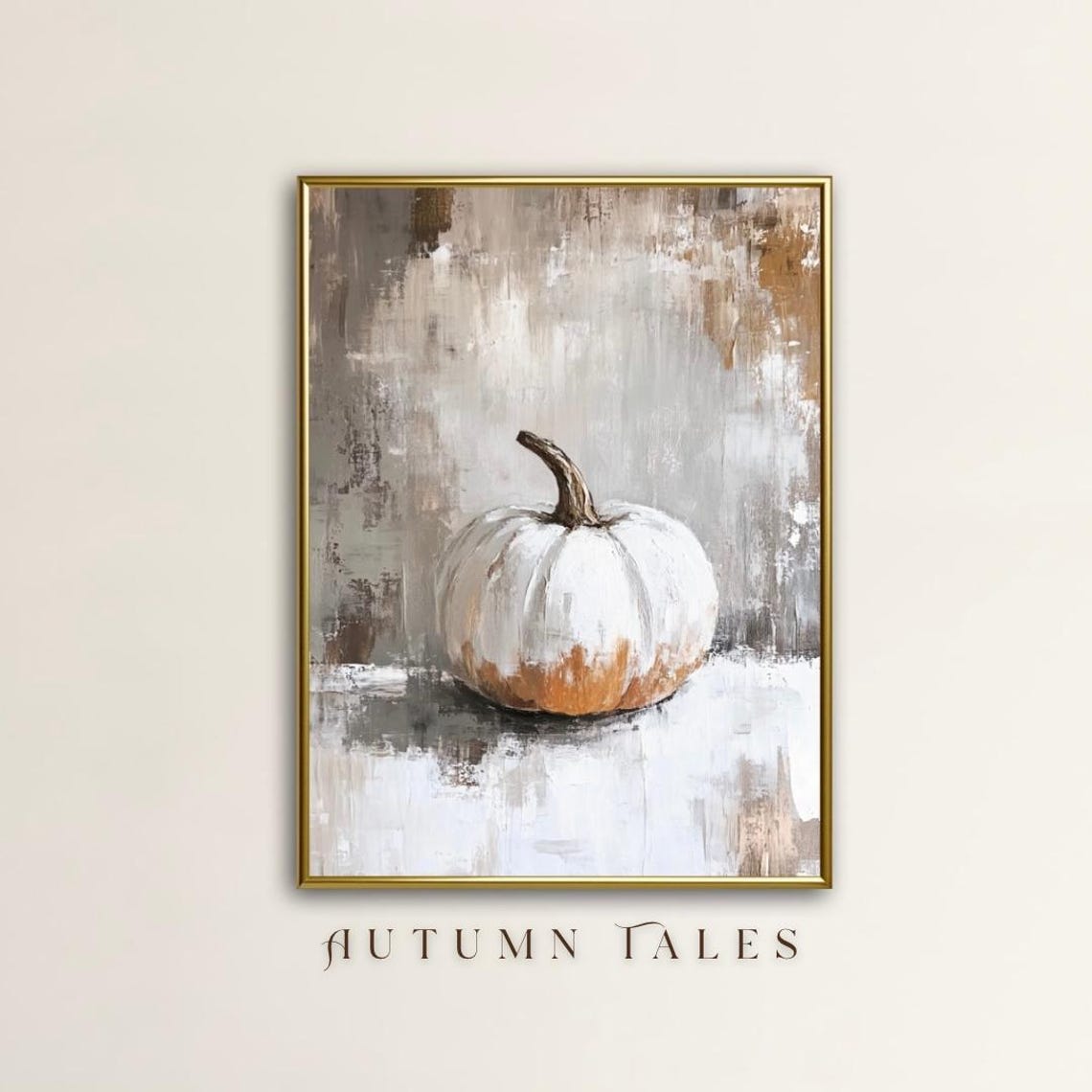 Minimalist White Pumpkin Abstract Grey Still Life Fall Poster