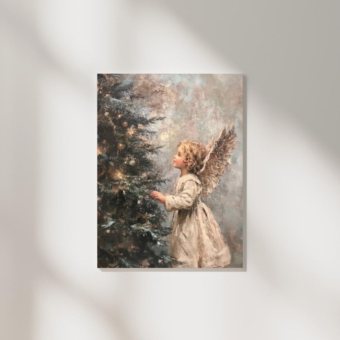Vintage Angelic Child And Christmas Tree Art Print - Image 2
