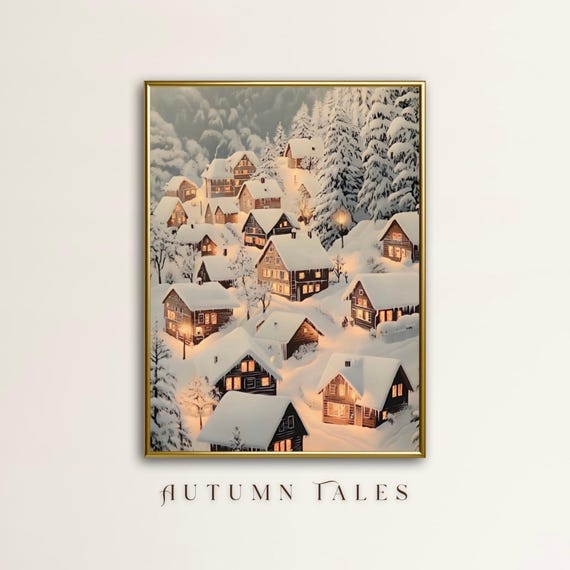 Winter Winderland Christmas Cottagecore Art Print