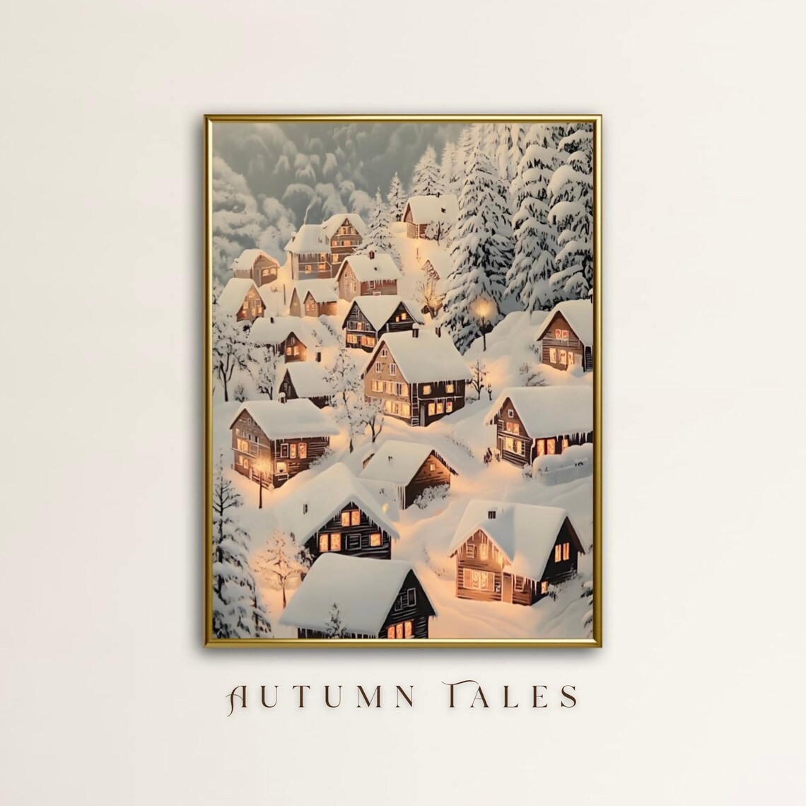 Winter Winderland Christmas Cottagecore Art Print