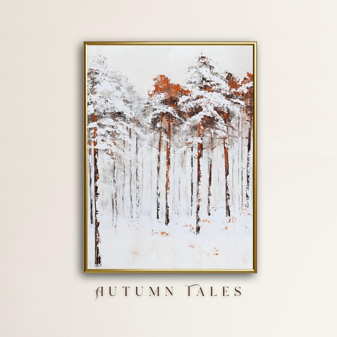 White Winter Landscape Wall Art Print Snow Covred Trees Minimalist Abstract Christmas Home Decor Moody Rustic Fall Landscape