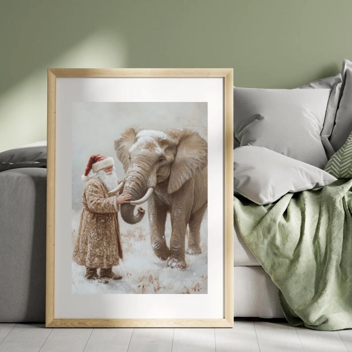 Santa And Elephant Reunion Christmas Art Print - Image 2