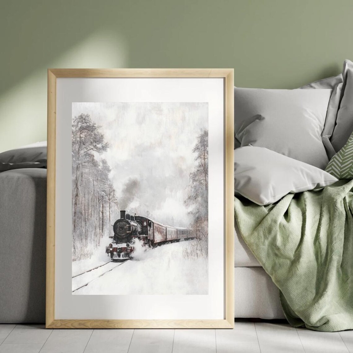 Orient Express Train In A Snow-Covered Forest, Art Print - Image 3
