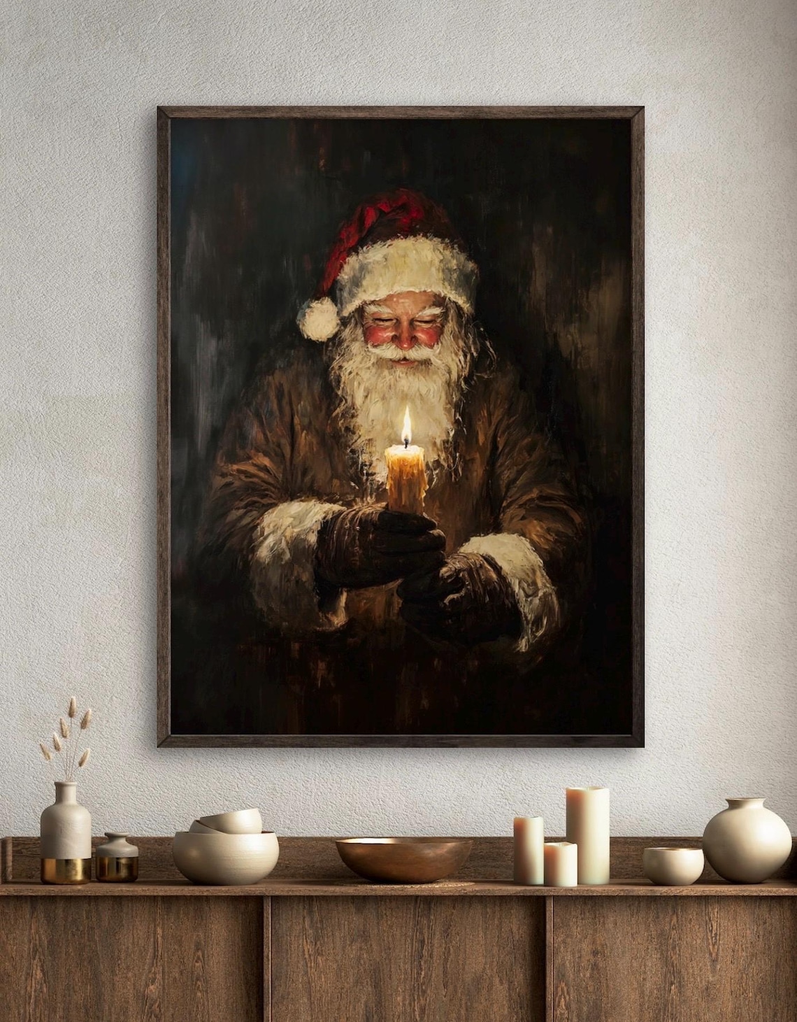 Moody Vintage Santa Art Print, Rustic Christmas Decor - Image 4