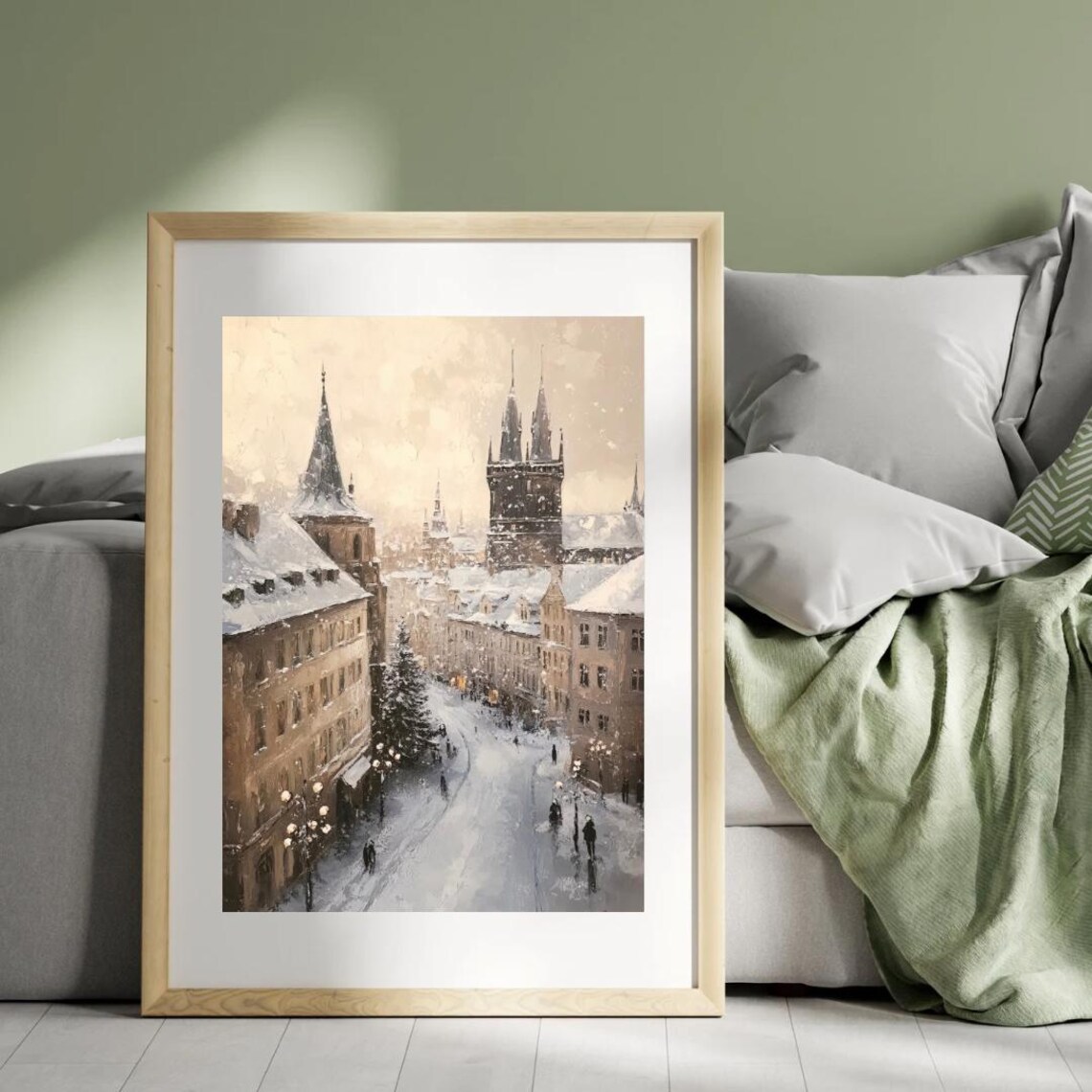 Vintage European City In Winter Art Print - Image 2
