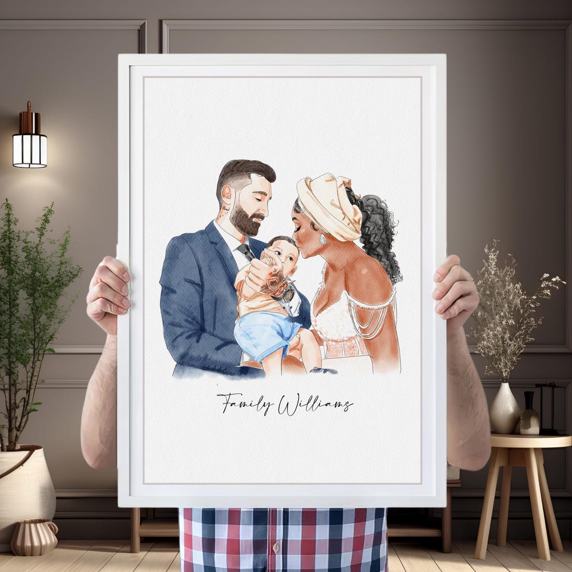 1st Anniversary Gift Husband Wife Couple Portrait Watercolor Painting From Photo Original Painting Hand Drawn Hand Painted Couple Gift - Image 2