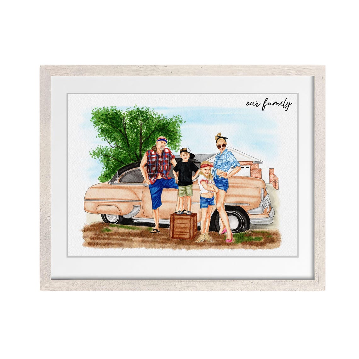Hand Painted Family Portrait Family Print Personalized Portrait Custom Watercolor Portrait Painting From Photo Family Photo Hand Drawn - Image 5