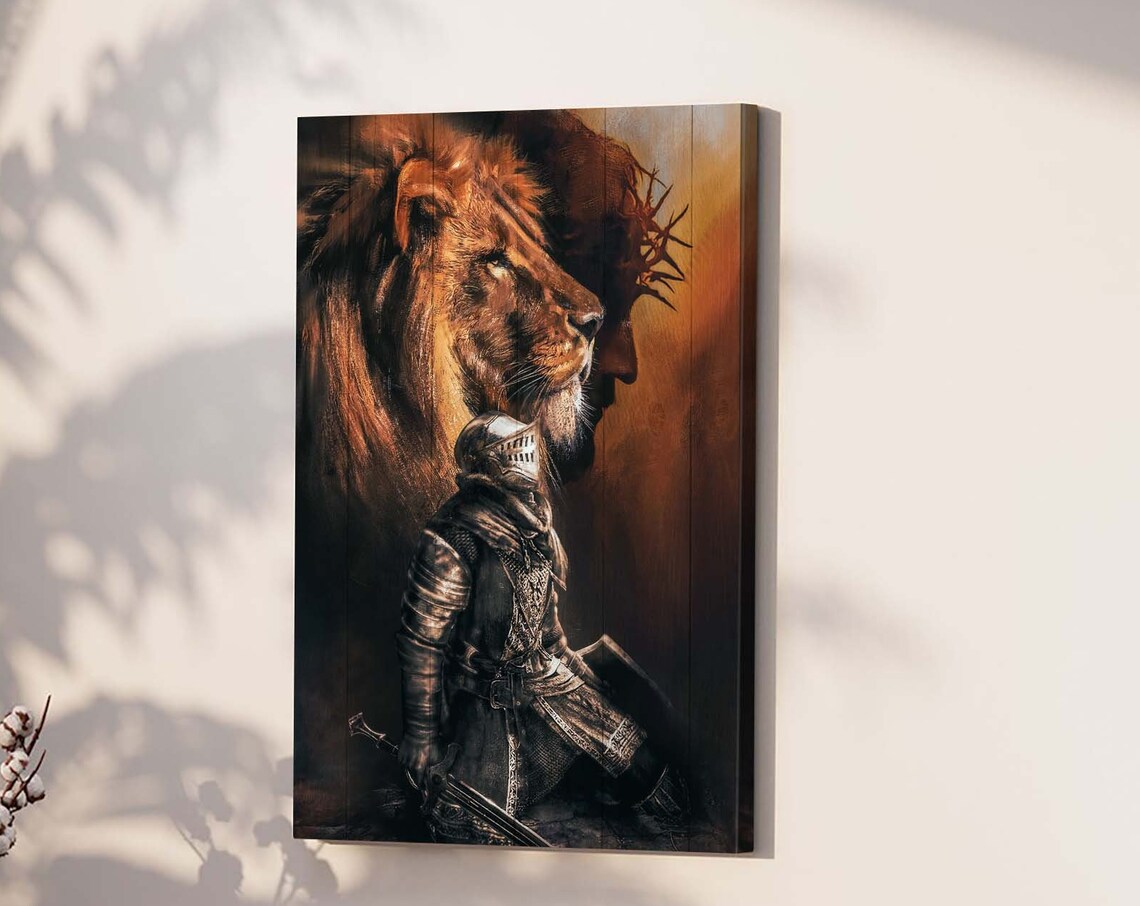 Armor Of God Knight Lion Of Judah Jesus Christian Rustic Poster