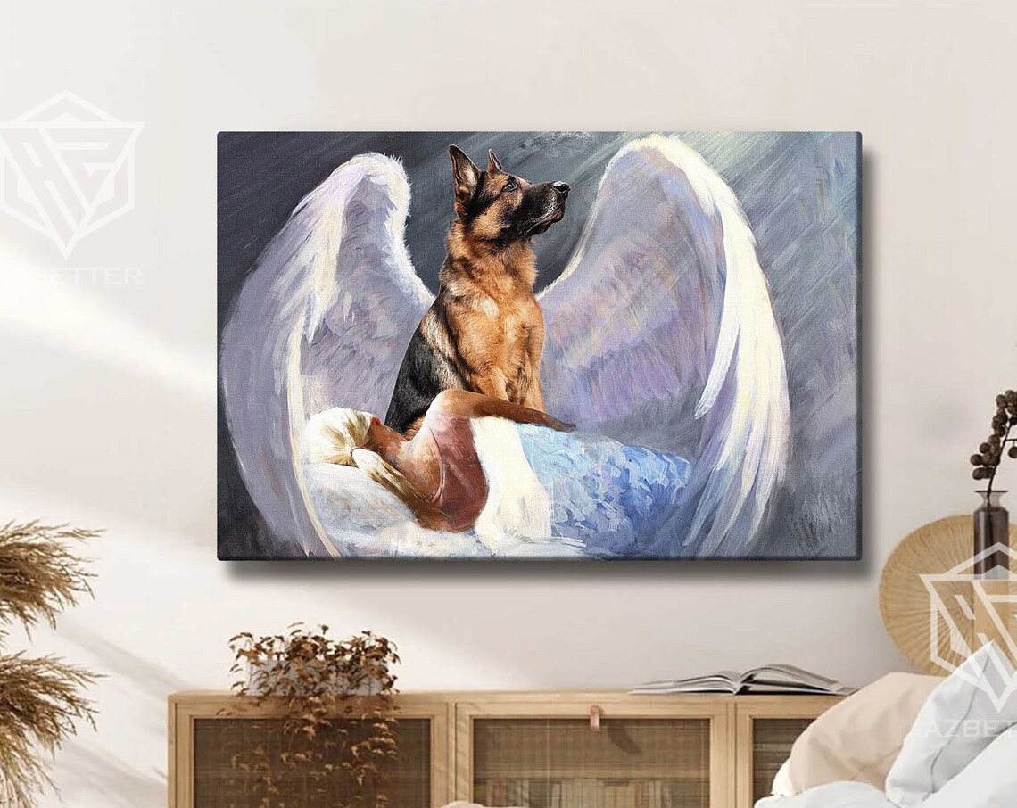 German Shepherd Guardian Angel Protecting Sleeping Girl Poster