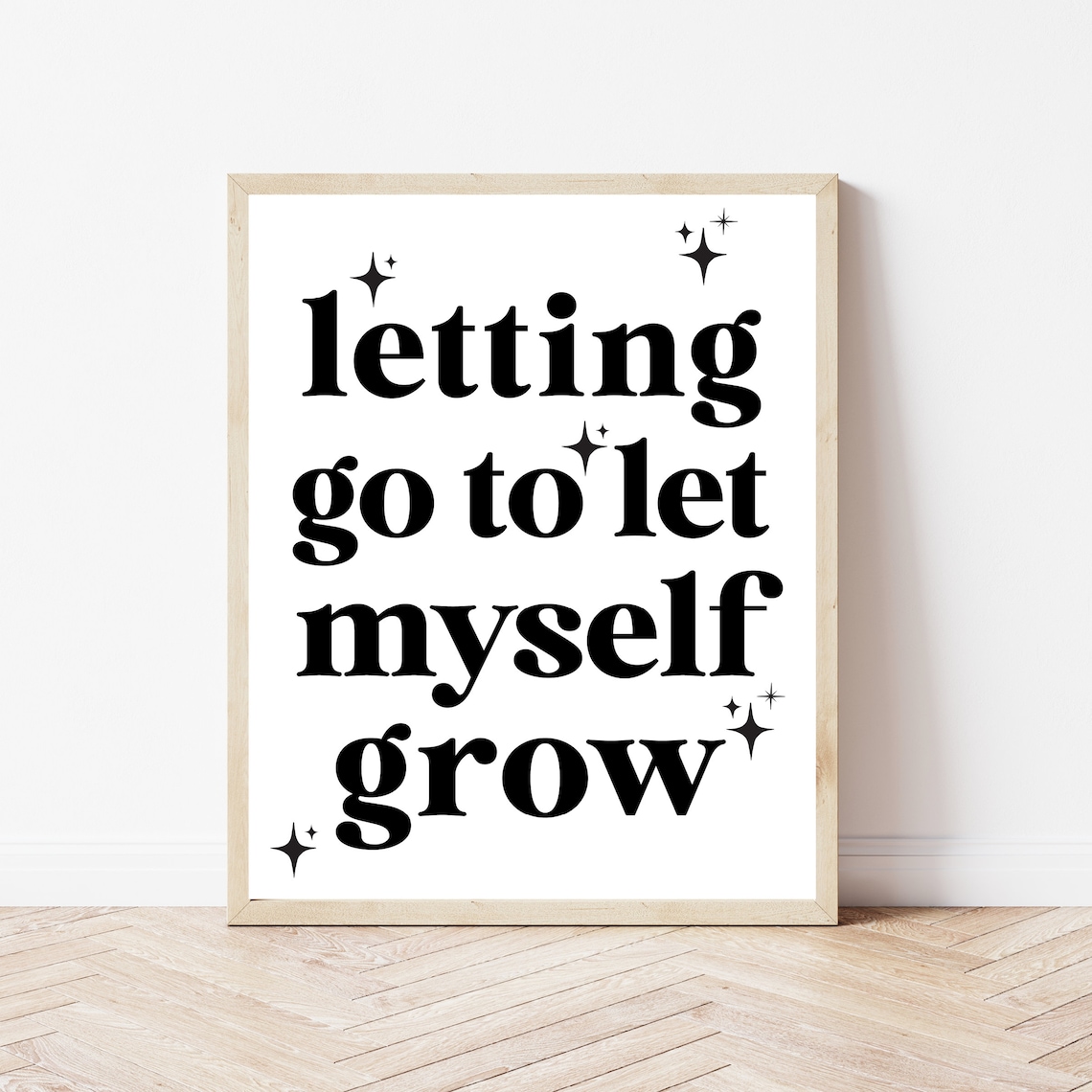 Letting Go to Let Myself Grow Inspirational Sparkle Quote Poster