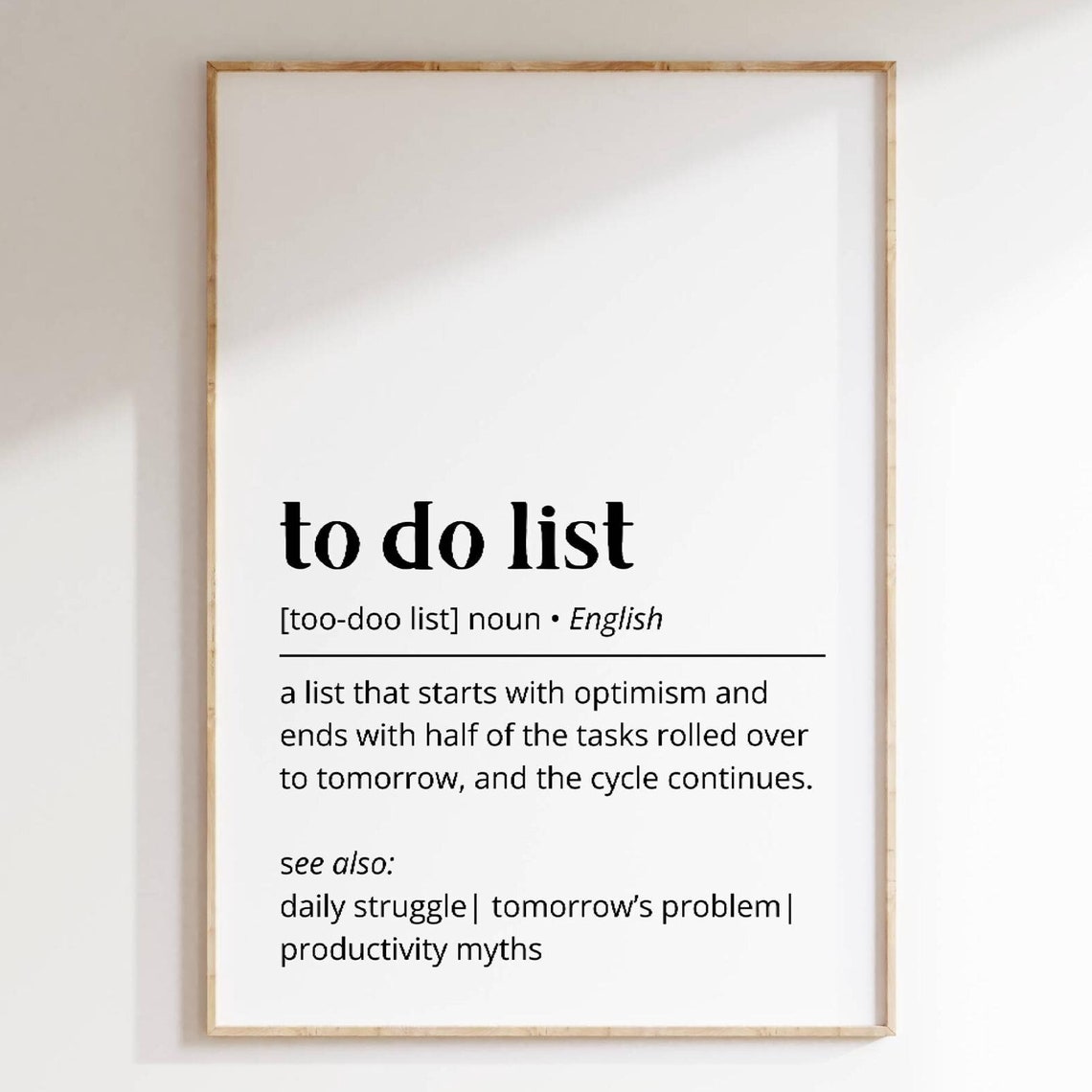 To Do List Definition Funny Productivity Phrase Dictionary Poster