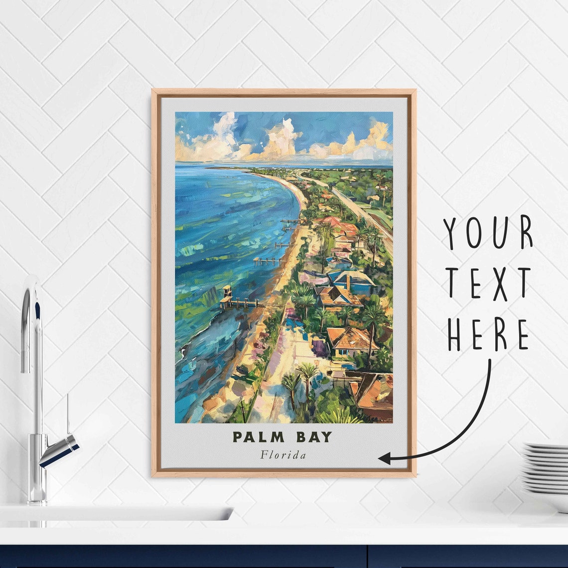 Palm Bay Florida Ocean Beach Aerial Shoreline Coastline Travel Poster