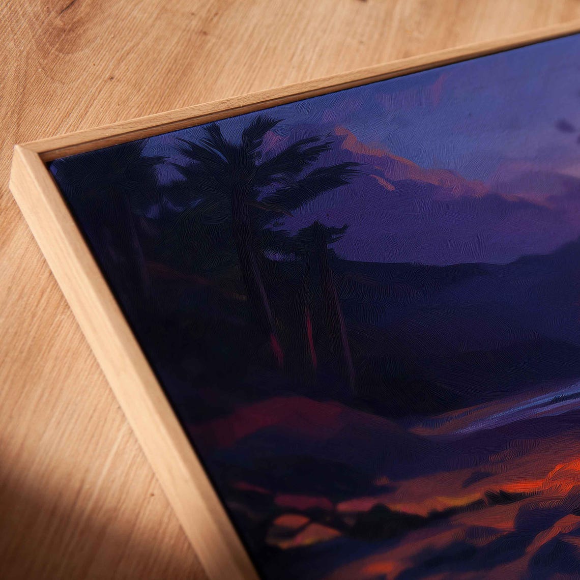 Beach Bonfire After Surfing Wall Art Print Glowing Orange And Purple Hues - Image 2