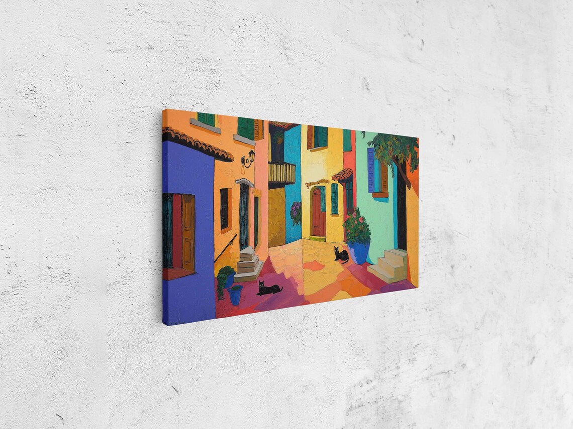 Romantic Italian Alley Art Print, Whimsical Cats - Image 4