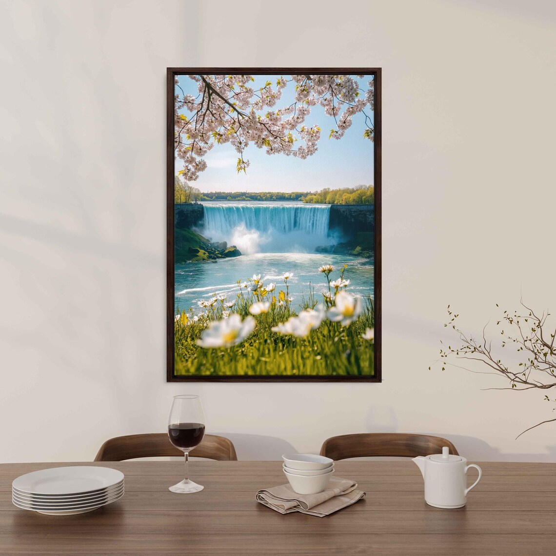 Niagara Falls By Cherry Blossoms Art Print