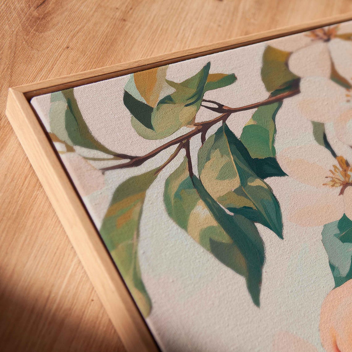 Ripe Peaches On Leafy Branch With Pink White Blossoms Art Poster - Image 2