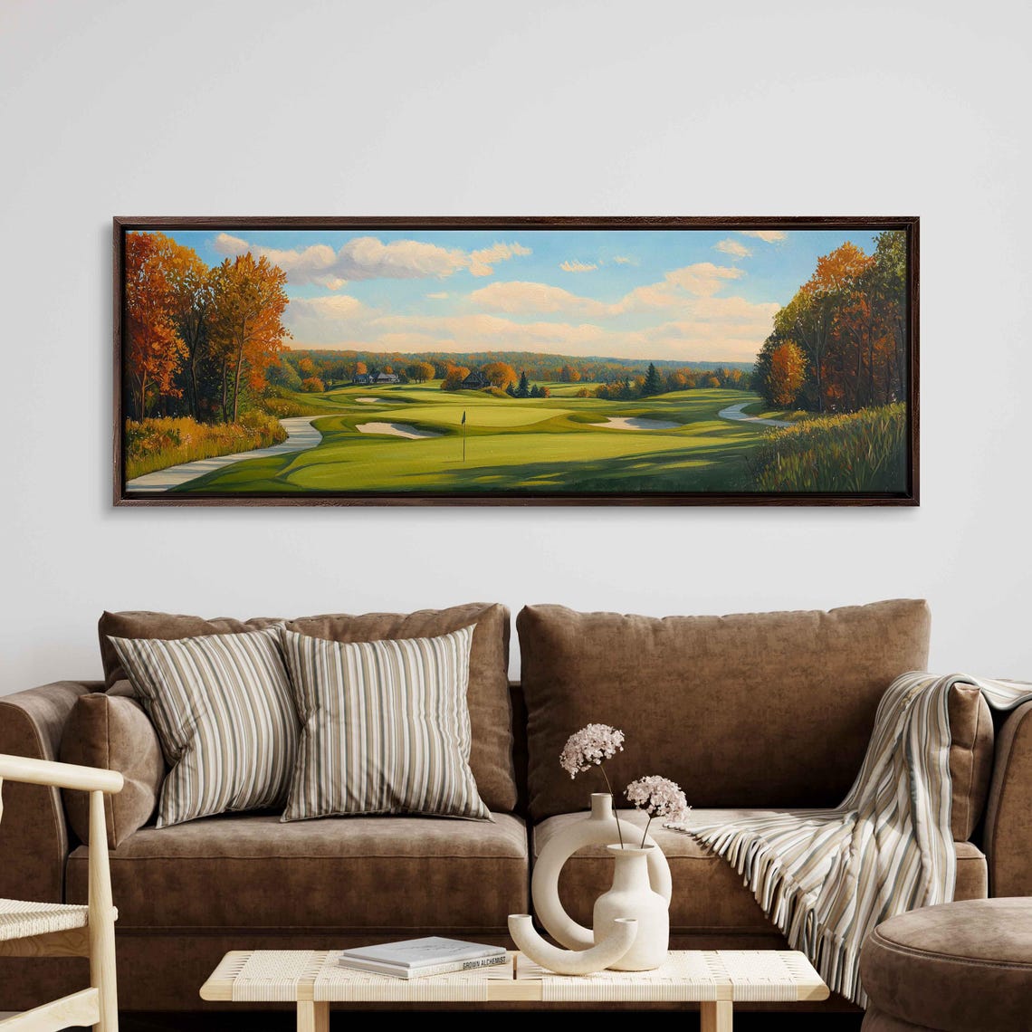 Autumn Golf Course Fairway With Flagstick And Orange Fall Trees Poster - Image 3
