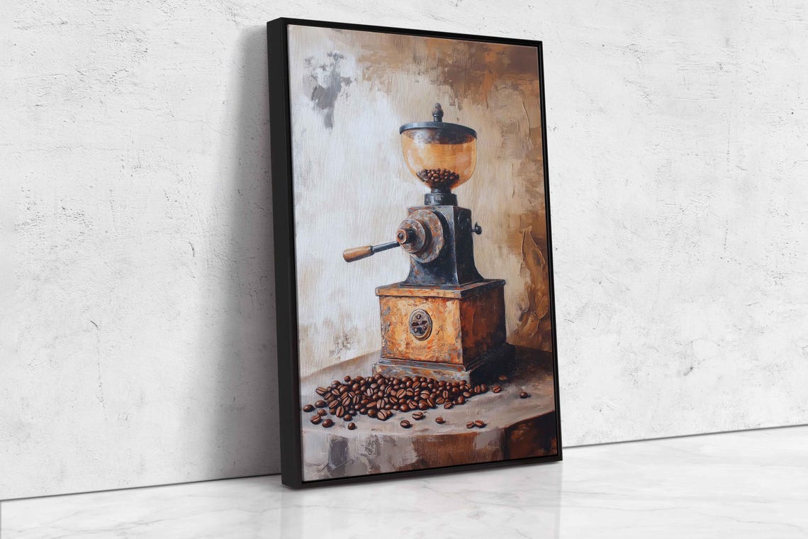 Vintage Coffee Grinder Wall Art Print Coffee Lover Kitchen Wall Art Ready To Hang - Image 4