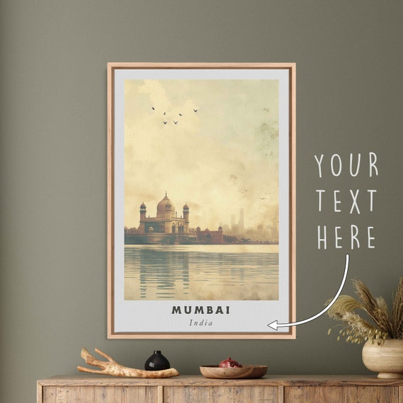 Mumbai India Acrylic Painting Travel Art Framed Wall Art Framed Fine Art Poster Paper Print Travel Home Decor