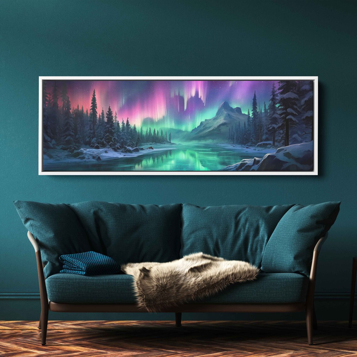 Northern Lights Landscape Art Print, Aurora Borealis
