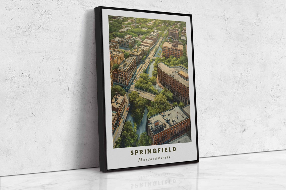 Springfield Massachusetts Aerial City View Brick Downtown Print - Image 2