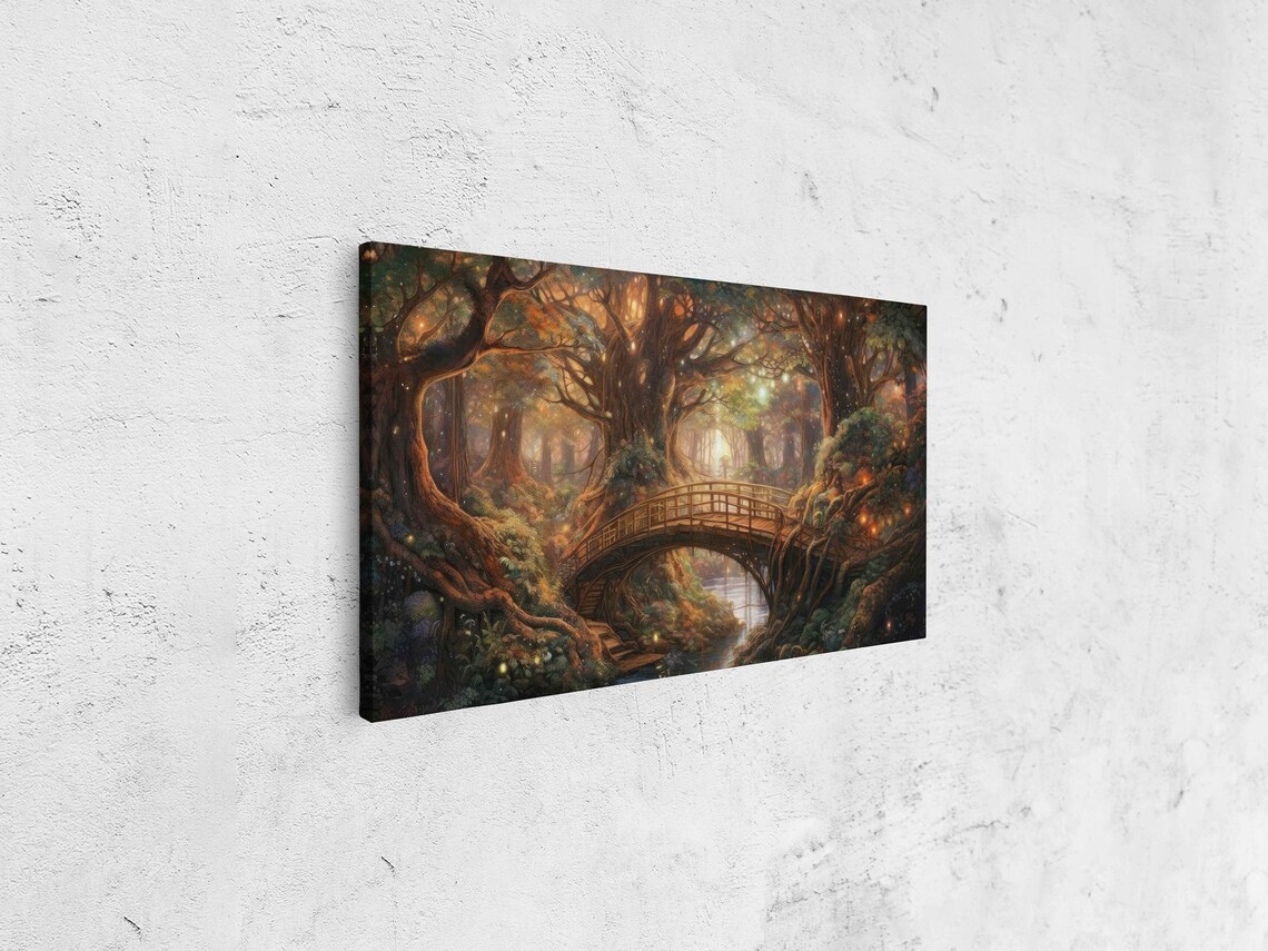 Enchanted Firefly Forest Acrylic Painting Art Print - Image 4