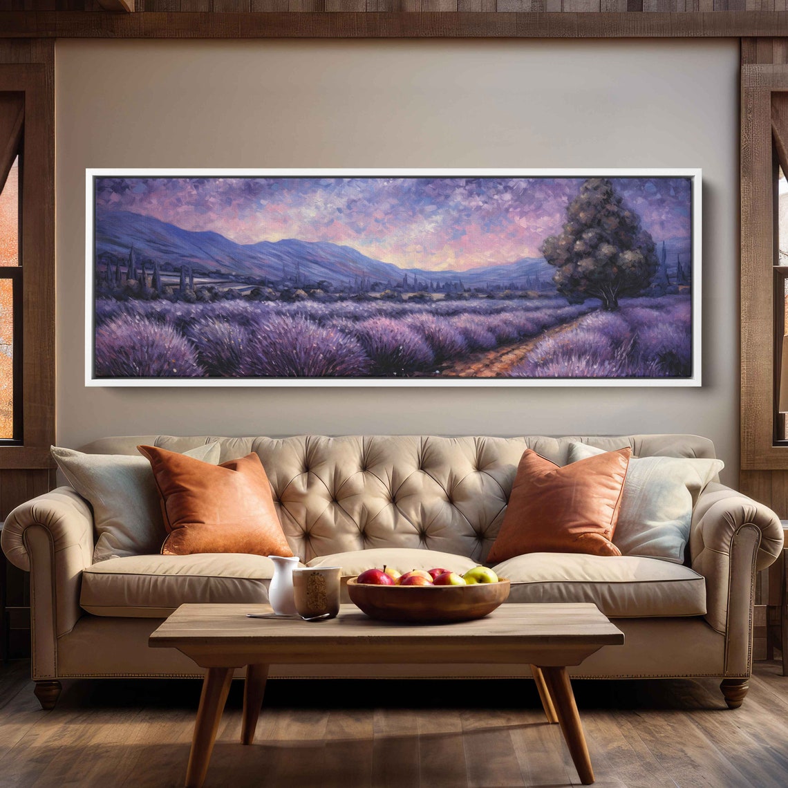Lavender Field Hills Panoramic Sunset Purple Mountain View Art Print - Image 2