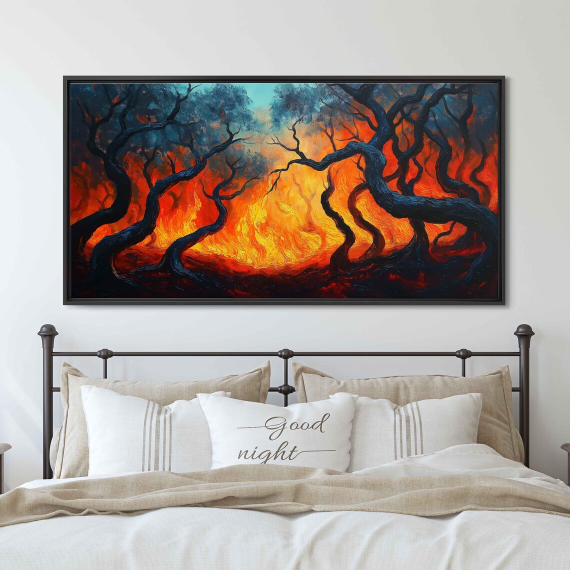 Surreal Forest Fire Art Print, Dreamlike Flames