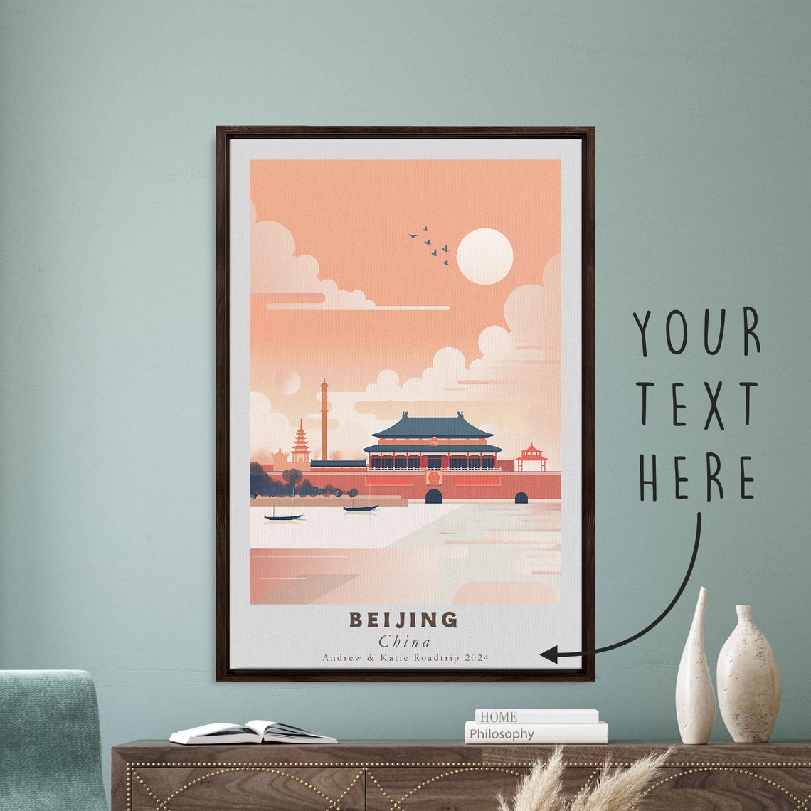 Beijing China Forbidden City Palace Sunset Minimalist Travel Poster - Image 3