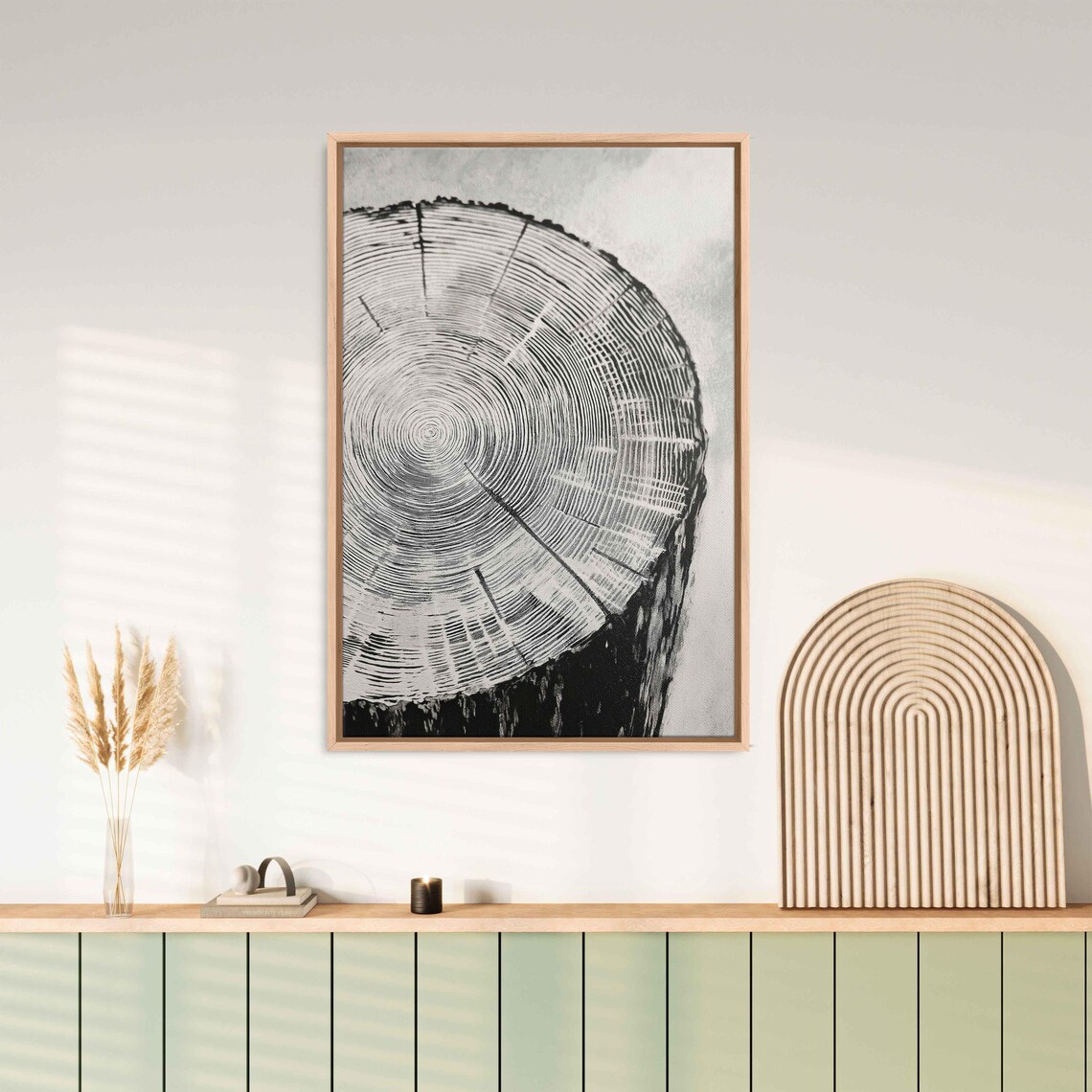 Tree Rings Monochrome Art Print, Detailed Wood Grain - Image 3
