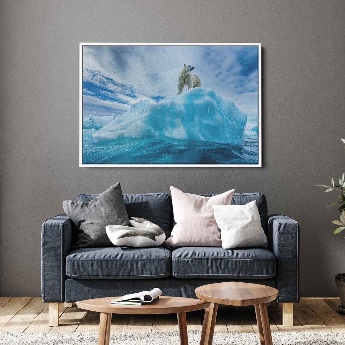 Polar Bear Standing On Blue Iceberg Arctic Ocean Photo Poster - Image 3