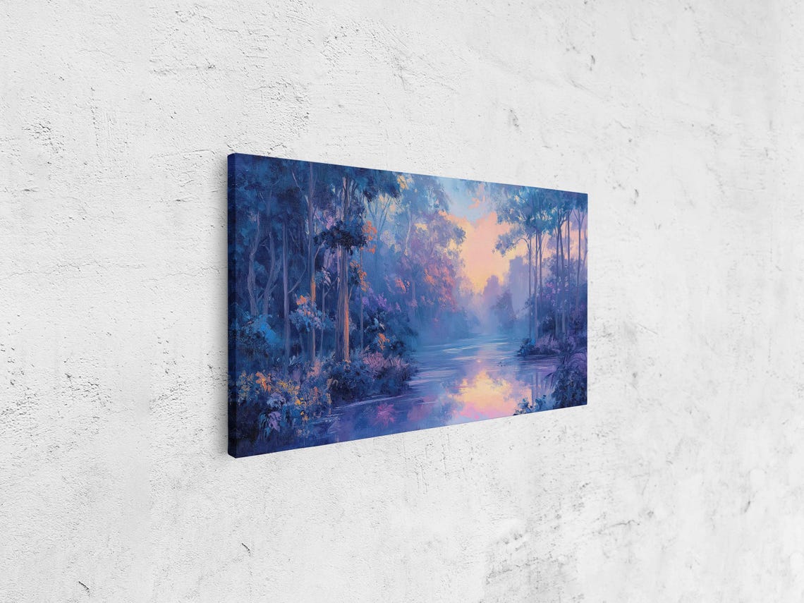 Enchanted Forest At Dawn Misty Pastel River Dreamlike Art Poster - Image 4