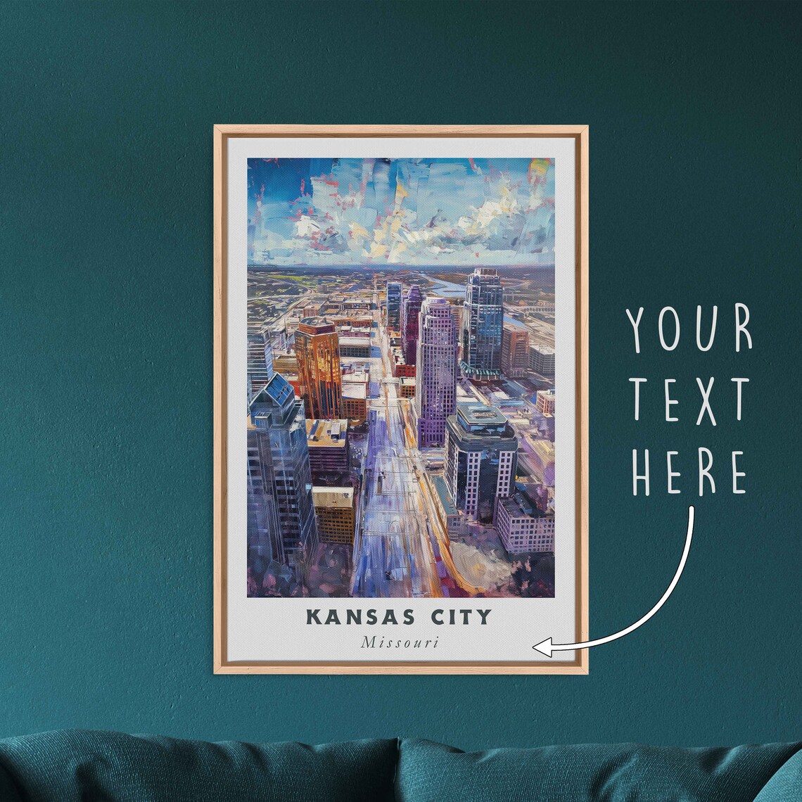 Kansas City Missouri Downtown Skyline Daytime Aerial Cityscape Poster