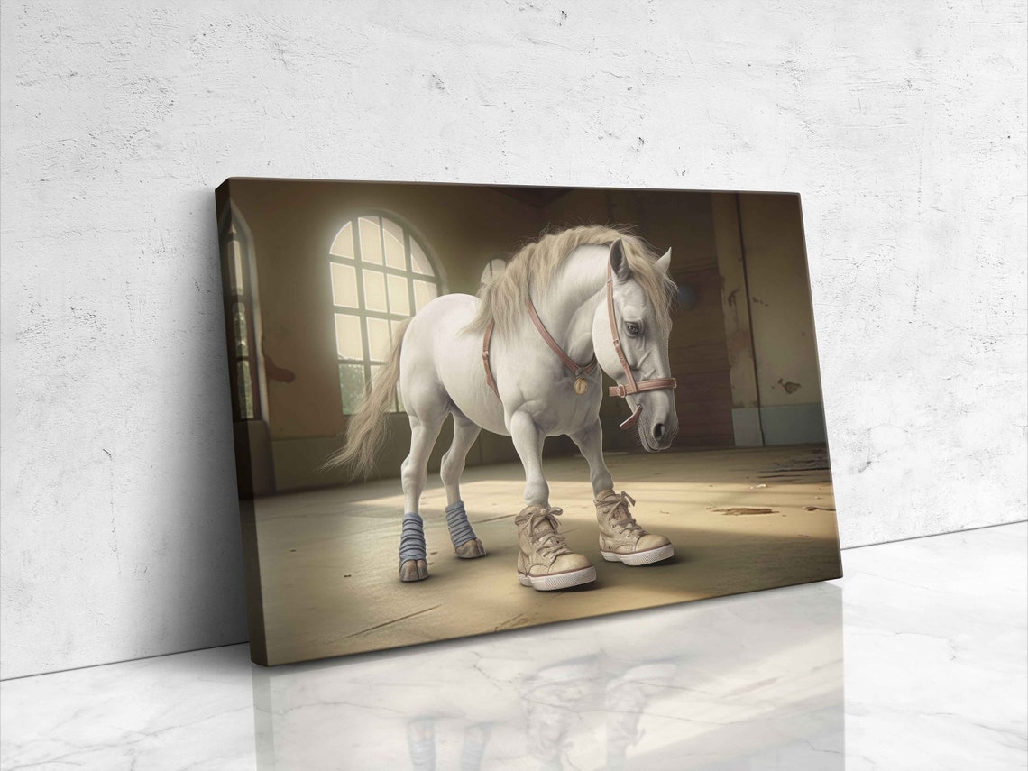 Cute Pony Wearing Sneakers Comical Wall Art Framed Print Ready To Hang - Image 4