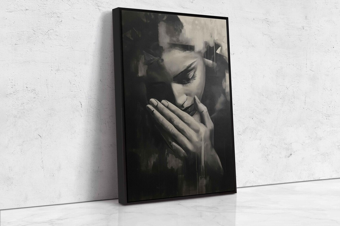 Monochromatic Abstract Painting, Intriguing Shadow Play - Image 4
