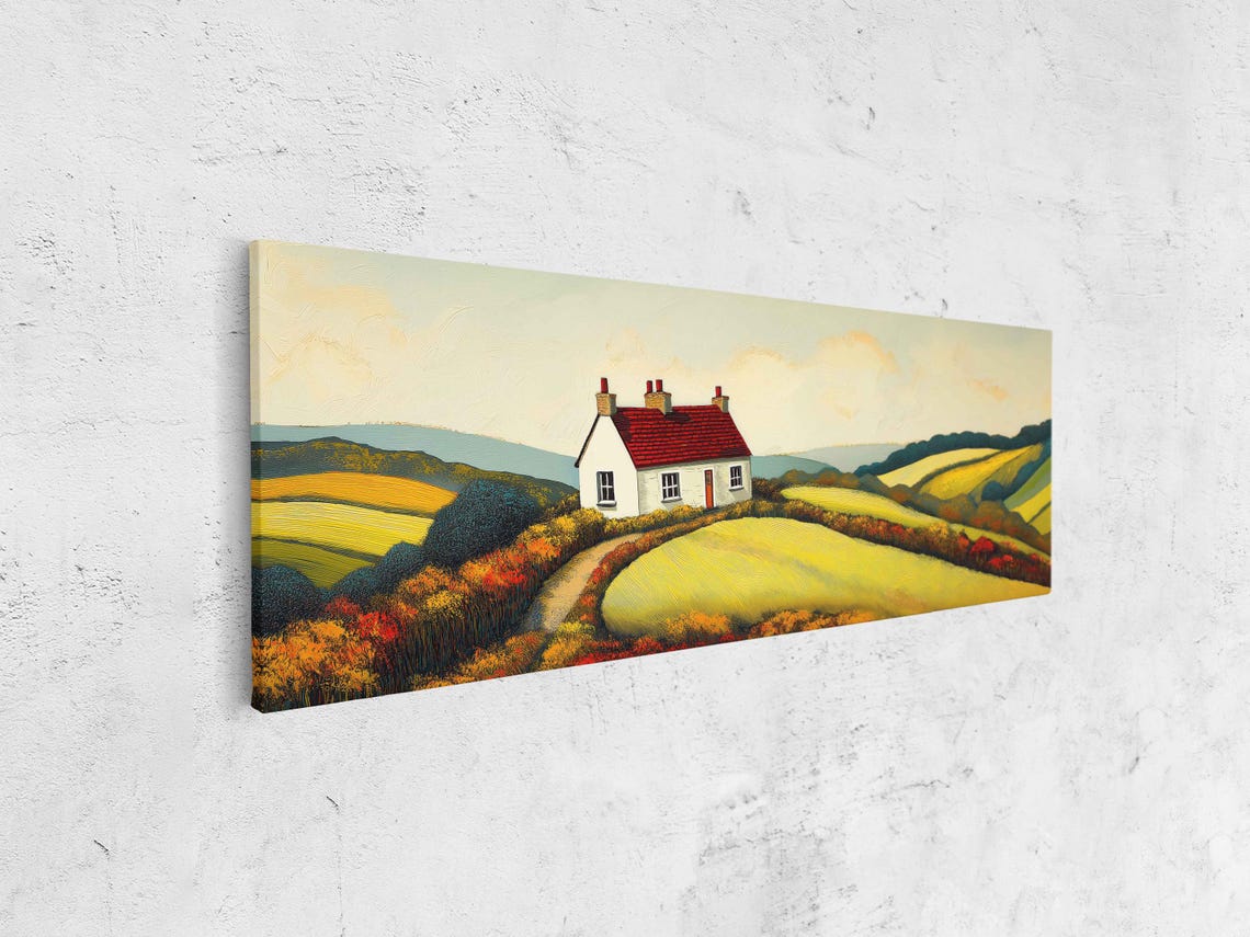 White Cottage With Red Roof Amid Rolling Autumn Gold Hills Poster - Image 4