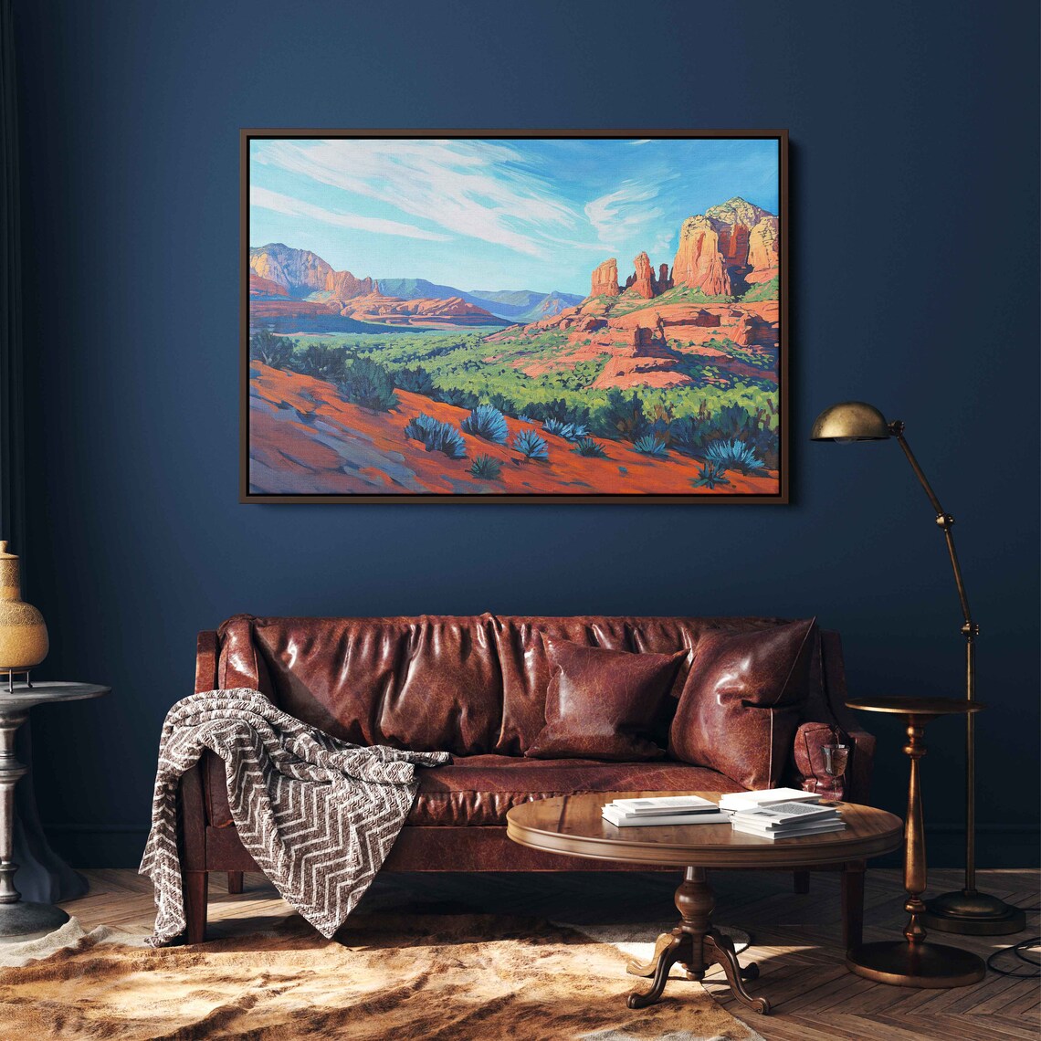 Sedona Arizona Red Rock Buttes Valley Green Brush Agave Art Poster