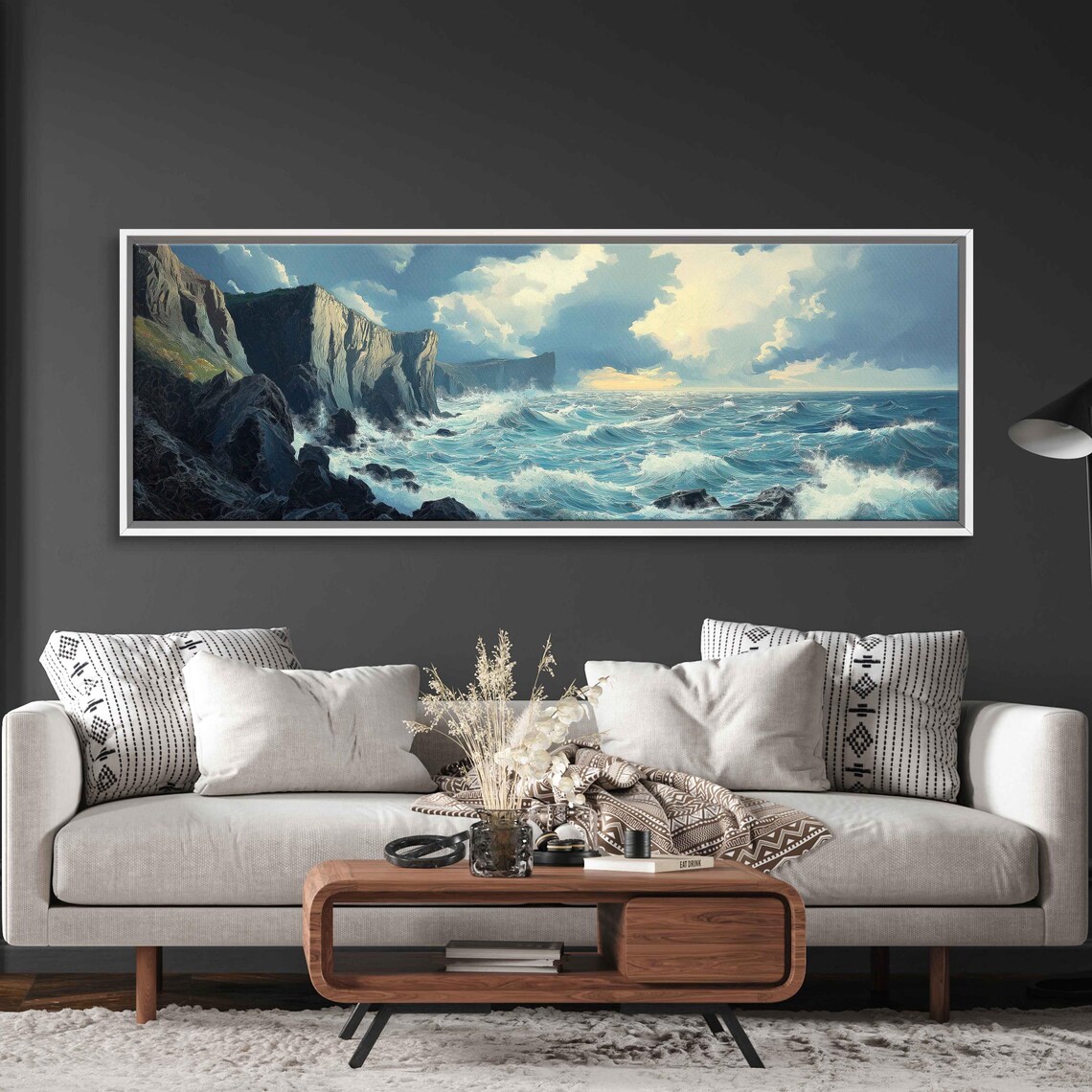 Dramatic Cliffside Overlooking Stormy Ocean - Image 3