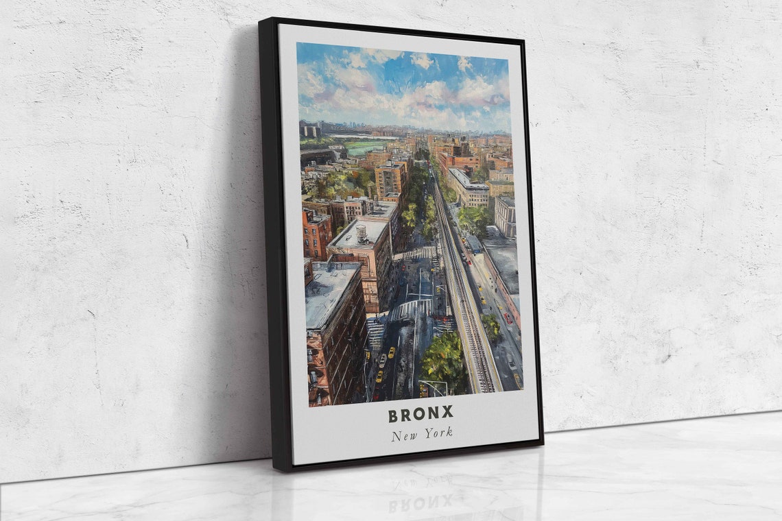 Bronx New York City Street Elevated Train Aerial Travel Poster - Image 2